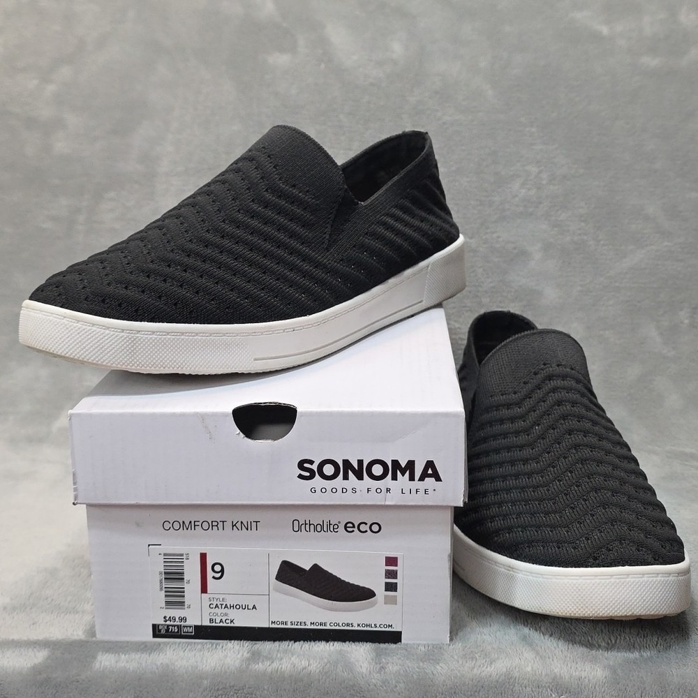 Sonoma Good For Life Women's Catahoula Slip On Walking Shoes Black Size 9